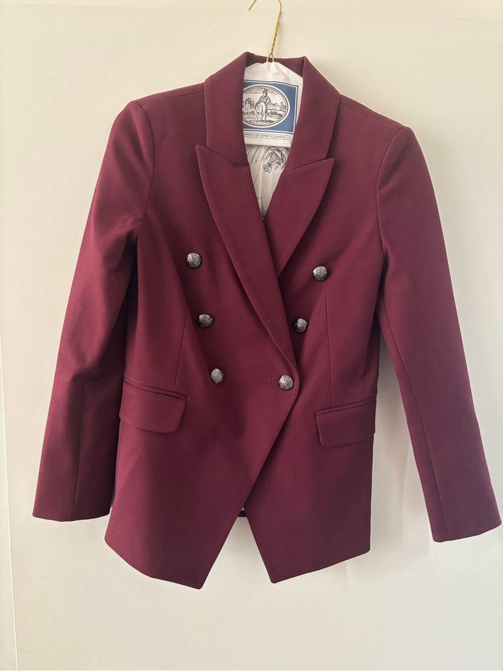 White House Black Market Double-Breasted Wine Blazer
